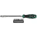 Wkrętak elastyczny 11elem. z końcówkami: 1/4”x25mm sl5,6,7 PH1,2,3, T10,15,20,30 STALCO S-12401