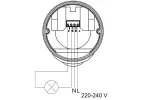 CZUJNIK RUCHU CR-17, max.800W, AC220-240V, 50/60Hz, 360°, max.10m, IP65, WSPÓŁPRACUJE Z LED, NATYNKOWY