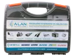 Zestaw narzędzi instalatorskich w walizce (tester, nóż LSA, zaciskarka, stripper, wtyki RJ45) ALANTEC