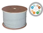Kabel F/UTP kat.6, teleinformatyczny, LSOH, Dca 4x2x23 AWG, 1Gb/s (10Gb/s do 55m), 450 MHz, gwarancja 25 lat, certyfikat INTERTEK ETL, szary, 500m - ALANTEC