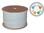Kabel U/UTP kat.6, teleinformatyczny, LSOH, Dca 4x2x23 AWG, 1Gb/s (10Gb/s do 55m), 450 MHz, gwarancja 25 lat, certyfikat INTERTEK ETL, szary, 500m - ALANTEC