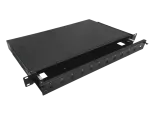 Przełącznica światłowodowa teleskopowa 12xSC simplex / 12xLC duplex 19" 1U z akcesoriami montażowymi (dławiki, opaski) ALANTEC