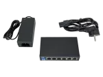 Niezarządzalny przełącznik (switch) 6xRJ45 - 4 porty RJ45 PoE+ 1Gb/s + 2 porty RJ45 Uplink 1Gb/s (budżet mocy 60W) ALANTEC