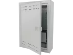 Szafka mieszkaniowa, teletechniczna, FTTH 350x250x90, natynkowa, drzwi perforowane, 1 x gn. elektryczne, 14 x gn. keystone ALANTEC