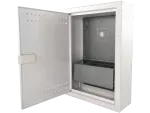 Szafka mieszkaniowa, teletechniczna, FTTH 350x250x90, natynkowa, drzwi perforowane, 1 x gn. elektryczne, 14 x gn. keystone ALANTEC