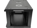 Szafka rack wisząca 19" 6U 600x450, niedzielona, drzwi szklane jednoskrzydłowe, tył osłona pełna, osłony boczne zamykane na klucz, kolor czarny FLAT PACK, Q-LANTEC