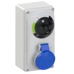 Gniazdo stałe z rozłącznikiem 0-1 małe blokada mechaniczna 16A 230V 2P+Z IP44