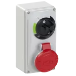 Gniazdo stałe z rozłącznikiem 0-1 małe blokada mechaniczna 16A 400V 3P+Z IP44
