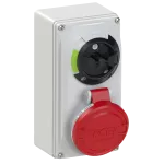 Gniazdo stałe z rozłącznikiem 0-1 małe blokada mechaniczna 16A 400V 3P+Z+N IP44