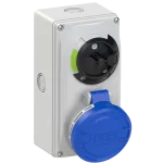 Gniazdo stałe z rozłącznikiem 0-1 małe blokada mechaniczna 32A 230V 2P+Z IP44