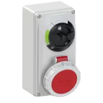 Gniazdo stałe z rozłącznikiem 0-1 małe blokada mechaniczna 16A 400V 3P+Z IP67