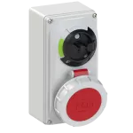 Gniazdo stałe z rozłącznikiem 0-1 małe blokada mechaniczna 16A 400V 3P+Z+N IP67