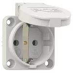 Gniazdo wtyczkowe SCHUKO 16A 2P+Z 230V 50/60Hz IP54, tylne podłączenie kołnierz 50X50, styki niklowane, szare