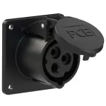 Gniazdo tablicowe proste 16A 2P+Z 500V 50/60Hz 7h IP44, kołnierz 75X75, rozstaw śrub 60X60