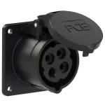 Gniazdo tablicowe proste 16A 3P+Z 500V 50/60Hz 7h IP44, kołnierz 75X75, rozstaw śrub 60X60