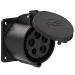 Gniazdo tablicowe proste 32A 3P+Z+N 500V 50/60Hz 7h IP44, kołnierz 75X75, rozstaw śrub 60X60