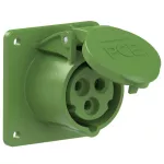 Gniazdo tablicowe proste 16A 2P+Z >50-500V 301-500Hz 2h IP44, kołnierz 75X75, rozstaw śrub 60X60