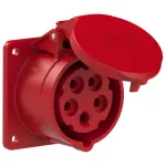 Gniazdo tablicowe proste TURBO TWIST 16A 3P+Z+N 400V 50/60Hz 4h IP44, kołnierz 75X75, rozstaw śrub 60X60