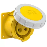 Gniazdo tablicowe proste 32A 2P+Z 110V 50/60Hz 4h IP67, kołnierz 75X75, rozstaw śrub 60X60