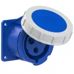 Gniazdo tablicowe proste 32A 2P+Z 230V 50/60Hz 6h IP67, kołnierz 75X75, rozstaw śrub 60X60