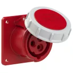 Gniazdo tablicowe proste 16A 2P+Z 400V 50/60Hz 9h IP67, kołnierz 75X75, rozstaw śrub 60X60