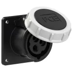 Gniazdo tablicowe proste 16A 2P+Z 500V 50/60Hz 7h IP67, kołnierz 75X75, rozstaw śrub 60X60