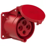 Gniazdo tablicowe proste 32A 3P+Z 400V 50/60Hz 6h IP44, kołnierz 70X70, rozstaw śrub 56X56