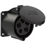 Gniazdo tablicowe proste 32A 3P+Z+N 500V 50/60Hz 7h IP44, kołnierz 70X70, rozstaw śrub 56X56