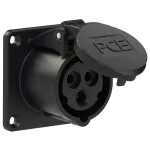 Gniazdo tablicowe proste 16A 2P+Z 230V 50/60Hz 6h IP44, kołnierz 70X70, rozstaw śrub 56X56, seria MIDNIGHT