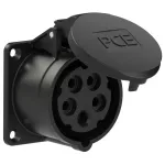 Gniazdo tablicowe proste 16A 3P+Z+N 400V 50/60Hz 4h IP44, kołnierz 70X70, rozstaw śrub 56X56, seria MIDNIGHT