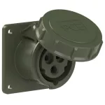 Gniazdo tablicowe proste wojskowe 16A 2P+Z 230V 50/60Hz 6h IP67, kołnierz 75X75, rozstaw śrub 60X60