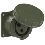 Gniazdo tablicowe proste wojskowe 32A 2P+Z 230V 50/60Hz 6h IP67, kołnierz 75X75, rozstaw śrub 60X60