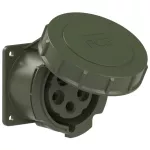 Gniazdo tablicowe proste wojskowe 32A 3P+Z+N 400V 50/60Hz 6h IP67, kołnierz 75X75, rozstaw śrub 60X60