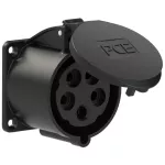 Gniazdo tablicowe proste TURBO TWIST 32A 3P+Z+N 400V 50/60Hz 6h IP44, kołnierz 70X70, rozstaw śrub 56X56, seria MIDNIGHT