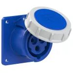 Gniazdo tablicowe proste 16A 2P+Z 230V 50/60Hz 6h IP67, kołnierz 75X75, rozstaw śrub 60X60, styki niklowane