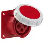 Gniazdo tablicowe proste 16A 3P+Z 400V 50/60Hz 6h IP67, kołnierz 75X75, rozstaw śrub 60X60, styki niklowane