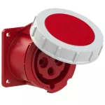 Gniazdo tablicowe proste 32A 3P+Z 230V 50/60Hz 6h IP67, kołnierz 75X75, rozstaw śrub 60X60, styki niklowane