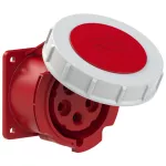 Gniazdo tablicowe proste 32A 3P+Z+N 400V 50/60Hz 6h IP67, kołnierz 75X75, rozstaw śrub 60X60, styki niklowane
