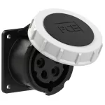Gniazdo tablicowe proste 16A 3P+Z+N 500V 50/60Hz 7h IP67, kołnierz 75X75, rozstaw śrub 60X60, styki niklowane