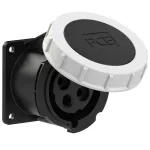 Gniazdo tablicowe proste 32A 3P+Z 500V 50/60Hz 7h IP67, kołnierz 75X75, rozstaw śrub 60X60, styki niklowane