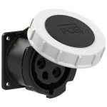 Gniazdo tablicowe proste 32A 3P+Z+N 500V 50/60Hz 7h IP67, kołnierz 75X75, rozstaw śrub 60X60, styki niklowane