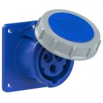 Gniazdo tablicowe proste TURBO TWIST 16A 2P+Z 230V 50/60Hz 6h IP67, kołnierz 75X75, rozstaw śrub 60X60, styki niklowane