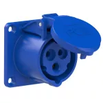 Gniazdo tablicowe proste 16A 2P+Z 230V 50/60Hz 6h IP44, kołnierz 65X65, rozstaw śrub 52X52, styki niklowane