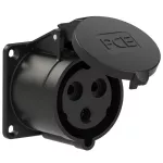 Gniazdo tablicowe proste 32A 2P+Z 230V 50/60Hz 6h IP44, kołnierz 70X70, rozstaw śrub 56X56, styki niklowane, seria MIDNIGHT