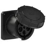 Gniazdo tablicowe proste POWER TWIST 125A 3P+Z+N 400V 50/60Hz 6h IP66/67, kołnierz 120X120, rozstaw śrub 100X100, seria MIDNIGHT