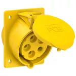 Gniazdo tablicowe skośne 32A 3P+Z+N 110V 50/60Hz 4h IP44/54 (kołnierz 80X97, rozstaw śrub 60X73)
