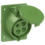 Gniazdo tablicowe skośne 32A 3P+Z >50-500V 50/60Hz 10h IP44/54 (kołnierz 80X97, rozstaw śrub 60X73)