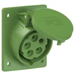 Gniazdo tablicowe skośne 16A 3P+Z+N >50-500V 301-500Hz 2h IP44/54 (kołnierz 80X97, rozstaw śrub 60X73)