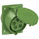 Gniazdo tablicowe skośne 32A 3P+Z+N >50-500V 301-500Hz 2h IP44/54 (kołnierz 80X97, rozstaw śrub 60X73)