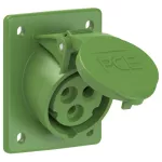 Gniazdo tablicowe skośne 16A 2P+Z >50-500V 301-500Hz 2h IP44/54 (kołnierz 70X85, rozstaw śrub 50X65)